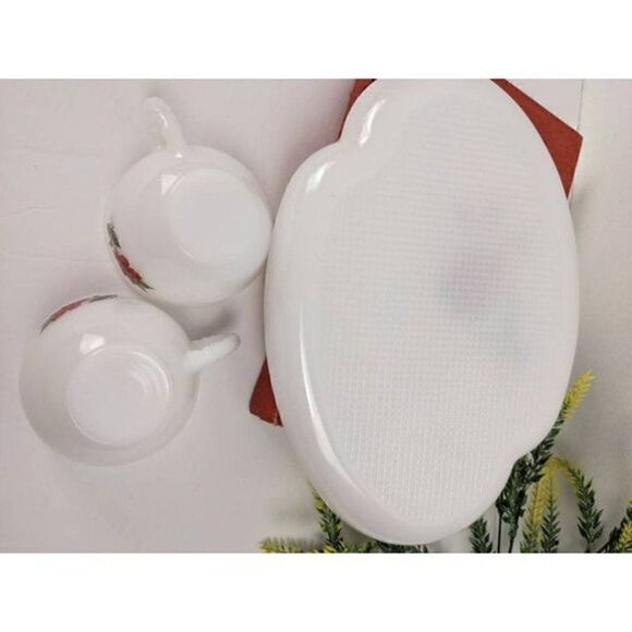 Vintage Federal Glass Snack plate Rosecrest, Red rose - Picture 6 of 8